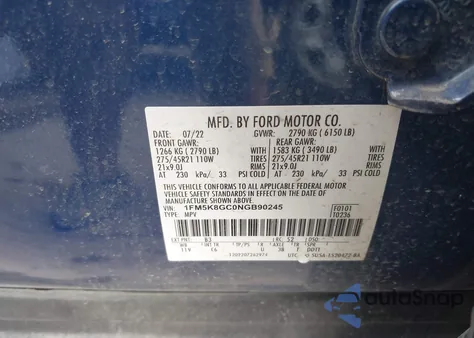 2022 Ford Explorer St z USA, uszkodzony, nr VIN 1FM5K8GC0NGB90245